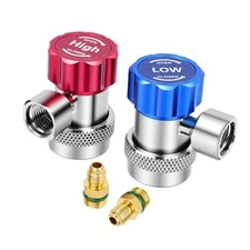 2PCS R134a Air Conditioning Quick Coupler Adapter,Adjustable 1/4 R134a Adapter