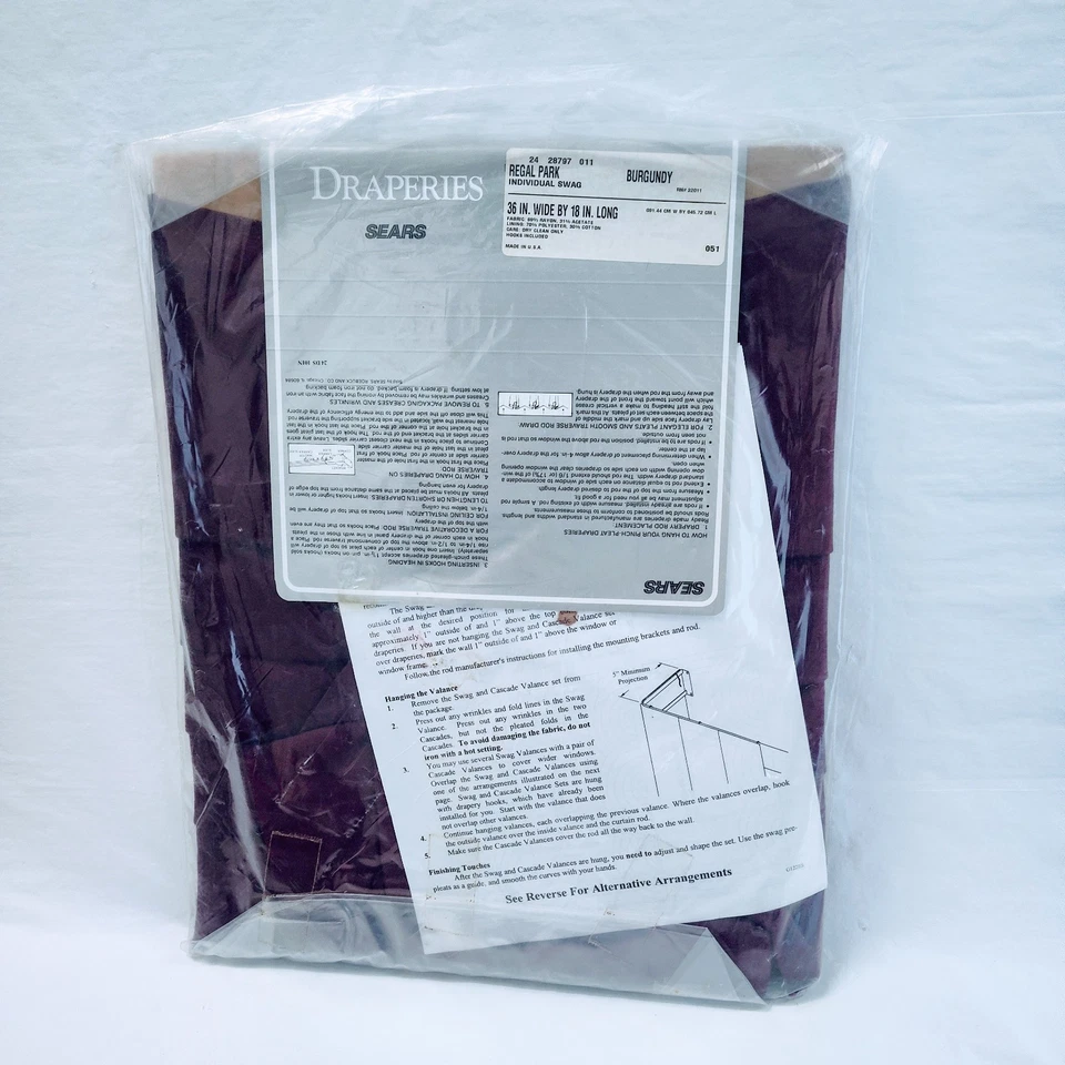 Cortinas individuales vintage Sears Borgoña Regal Park Foto 2 de 3