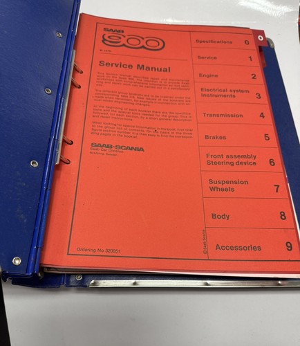 Factory Saab 900 Service Manual 0-1 Dealer Books - Picture 4 of 4
