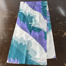 Vintage Womens Silk Scarf 43 x10 Rectangle Purple White Green Abstract