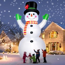 10 FT Christmas Inflatables Snowman Outdoor Yard Decorations, Giant Blow Up S...