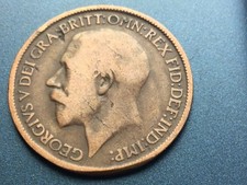 1917  British George V Halfpenny 1/2p coin