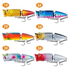 Topwater pour leurre basse 7,5cm 12g Popper avec anneaux fendus et perles hochet