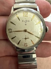 Vintage Elgin 17 Jewel Manual Wind Small Seconds Textured Dial Watch Speidel Ban