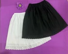 Womens Cotton Blend Underskirt Slip Soft Half Petticoat Skirt – White/Black