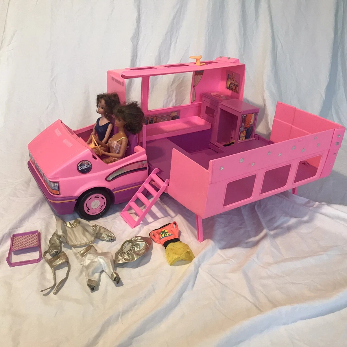 Vintage Mattel Barbie Motor Home Camper And Two Barbies