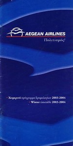 Aegean Airlines Timetable  Winter 2003-2004 =