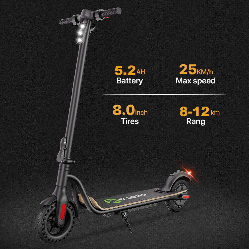 ELECTRIC SCOOTER LONG RANGE FOLDING ADULT E-SCOOTER 5.2AH SAFE URBAN COMMUTER