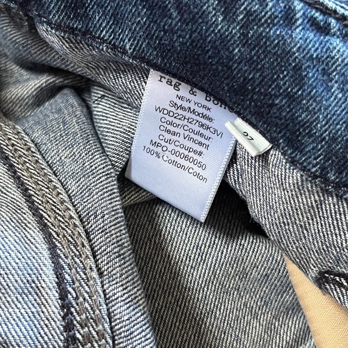 Rag & Bone Mia Yoke Jean W27 Blue High Waist Tapered Leg 100% Cotton W28 L31 - Picture 12 of 12
