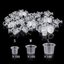 UPTATSUPPLY Tattoo Ink Cups 300Pcs Mixed Size 300 Piece Assortment, Clear 