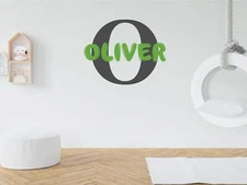 Custom Name and Initial Nursery Baby Boy Wall Decal Vinyl Sticker