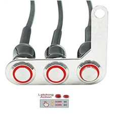 stainless steel bracket Mount Motorcycle ON OFF Switch 3 Push Button(E-RED)