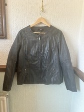 Joanna Hope Grey Leather Biker Jacket Women’s Uk 18