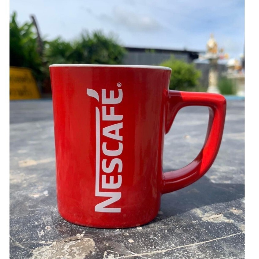 3X Red Nescafe Mug With Original Classic Pattern. Genuine