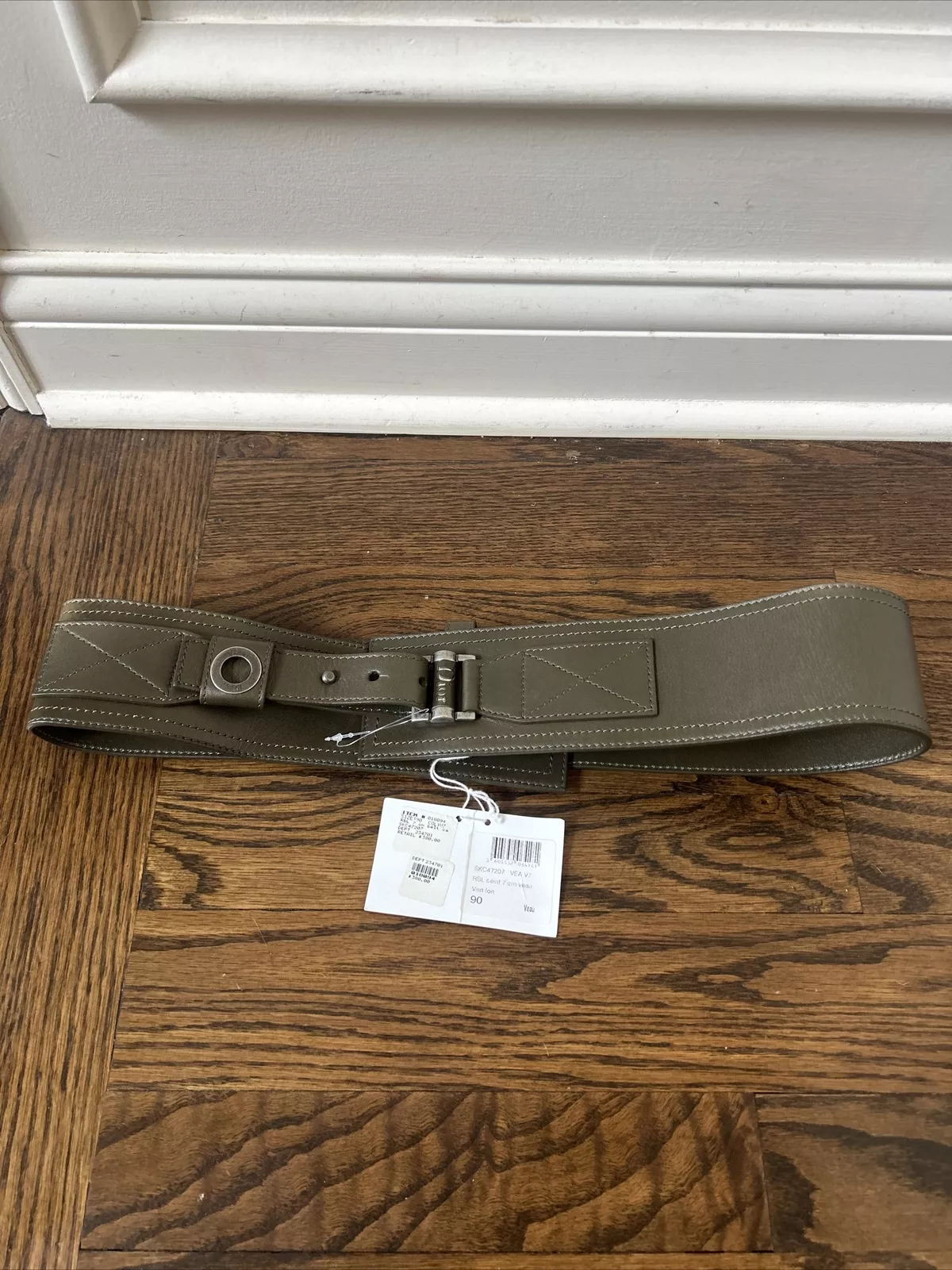 Ceinture en cuir large logo Christian Dior vintage veau vert taille 90