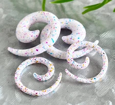 PAIR Paint Splatter Acrylic Spiral Tapers Plugs Tunnels Earlets Gauges