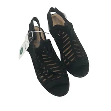 Cat And Jack Girl's Size 2 Open Toe Strap Shoes Black New With Tags