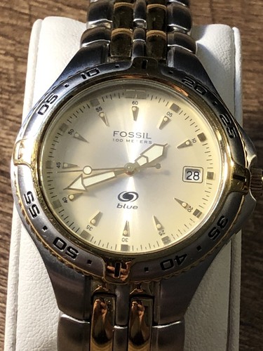 Fossil Men’s Watch Stainless Steel WR 100M Wristwatch Rotating Bezel New Battery - Picture 3 of 19