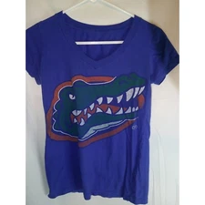 Florida Gators NCAA V-Neck T-Shirt Graphic Tee Short Sleeve Blue Size S