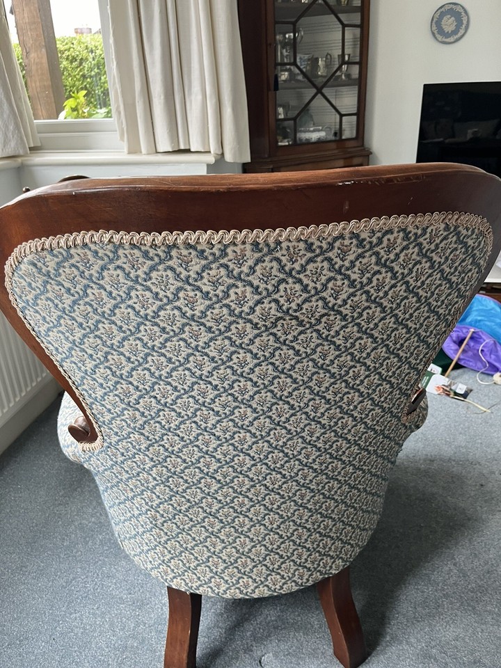 Victorian carved buttonback armchair eBay