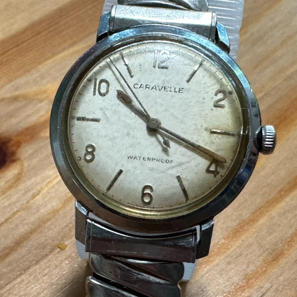 Vintage 1953 Caravelle Men Silver Hand Wind Mechanical Watch ~ For Parts Repair - Image 2 of 4