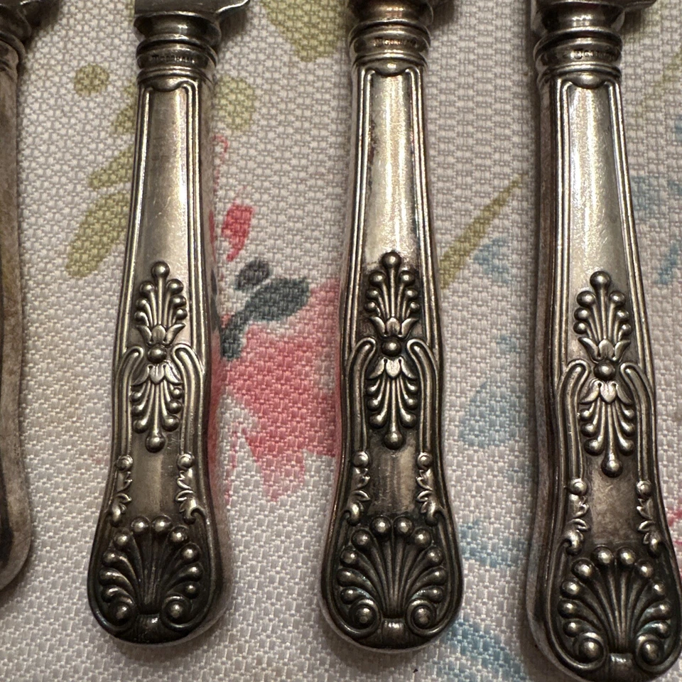 LOTE DE 12 GORHAM ANTIGUOS c1890! CUCHILLOS HUECOS ROMOS "9 1/2" CHAPADOS EN PLATA KINGS Foto 4 de 4