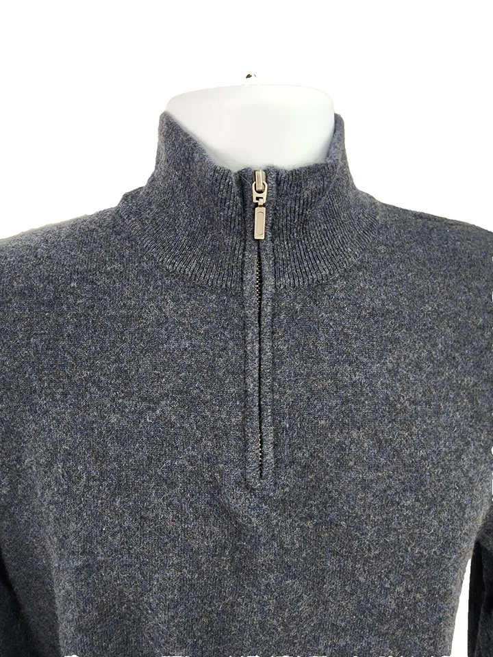 Bloomingdale's Men's 100% Cashmere Blue 1/2 Zip Sweater S / M - Image 2 of 4