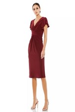 NWT - IEENA for Mac Duggal Dark Red Flounce Sleeve Midi Dress - Size 2
