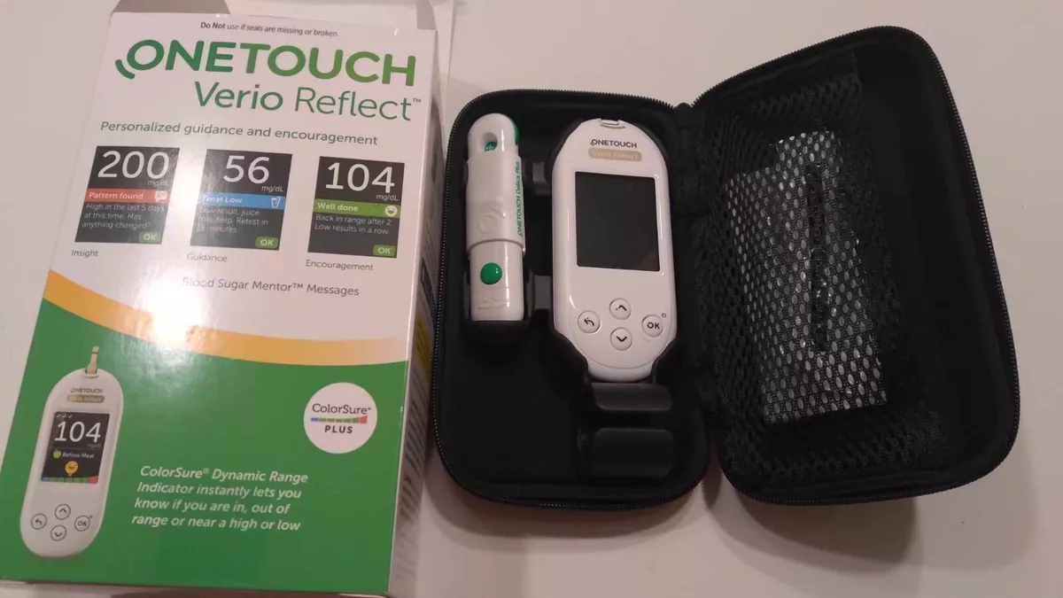 OneTouch Verio Reflect Blood Glucose Meter | Monitor For Sugar Test Kit  Includes Monitor, Lancing Device, 10 Sterile Lancets, and Carrying Case