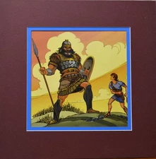 DAVID & GOLIATH Print Professionally Matted Hanna Barbera