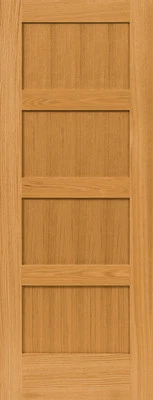 GLOBAL ONE FOREST PRODUCTS PREMIUM WOOD DOORS Red Oak 4 Panel Flat Mission Shaker Stain Grade Solid Core Interior Wood Doors