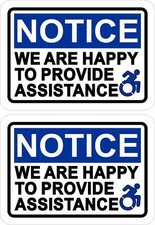 3.5inx2.5in Dynamic Disability We Are Happy to Provide Assistance Vinyl Stickers