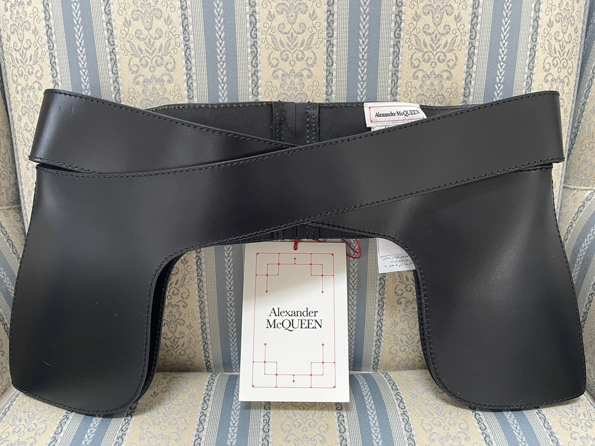 NWT Alexander McQueen Wide Waist Leather Corset Bustle Metal Ring Belt M 90-36 Alexander McQueen Wide Belts for Women for sale | eBay main image 2