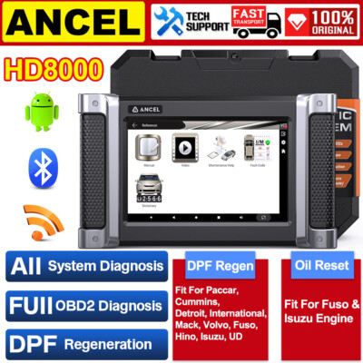 ANCEL HD8000 Diesel Heavy Duty Truck OBD Scanner All System DPF Regen Oil Reset