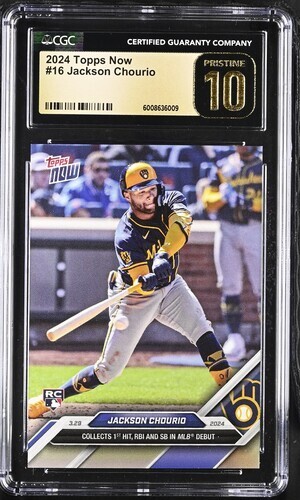 2024 Topps Now - #16 Jackson Chourio (RC) CGC: PRISTINE 10 - Picture 1 of 2