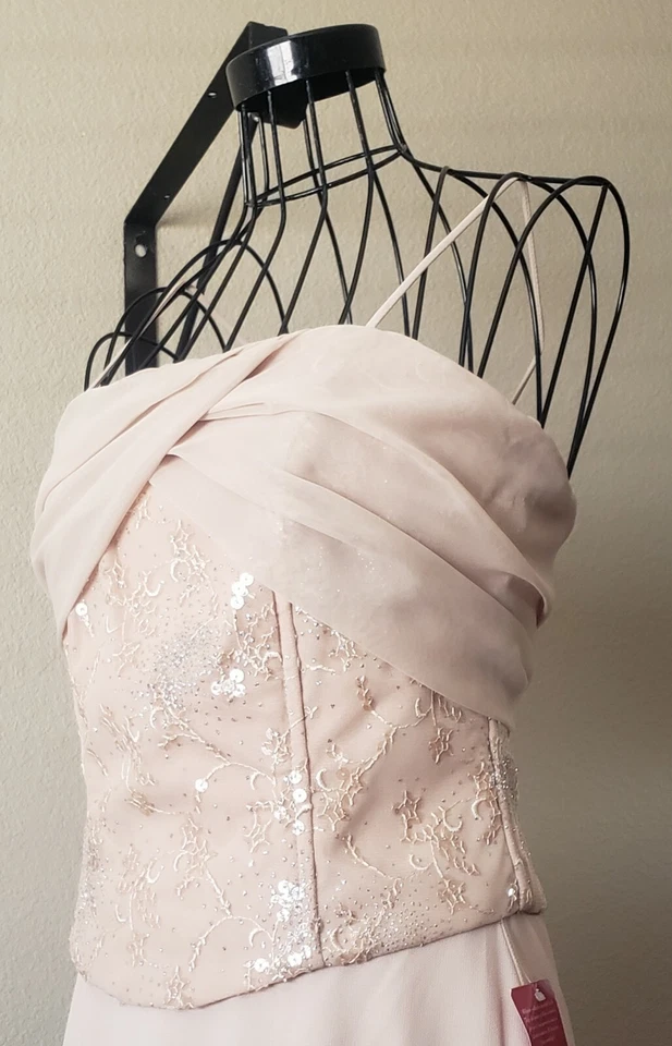 Conjunto de 2 piezas Corsé Milano Desnudo Top Falda Larga Formal Boda Dama de honor Noche Talla M Foto 3 de 4