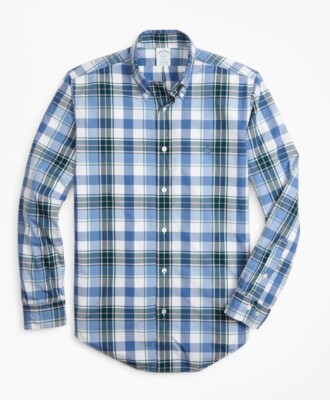 NWOT Brooks Brothers Regent Fit Size S Open Plaid Zephyr Sport Shirt 