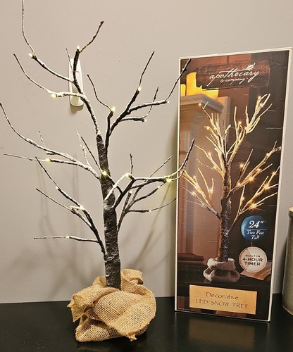 apothecary & co Decorative LED Snow Tree 2 ft - 24" 4 Hr Timer 24 Glowing Lights - Picture 2 of 24