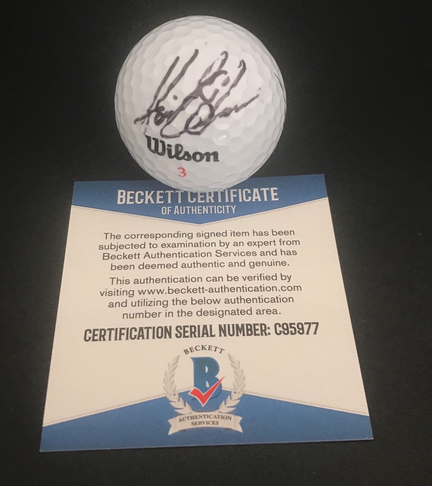 HENRIK STENSON SIGNED AUTO PGA GOLF BALL BAS BECKETT COA 4 