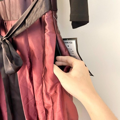 Maxi Vestido Macy's SLNY Manga 3/4 Ombré Plisado Talla 10 Pequeño Nuevo con Etiquetas - Imagen 4 de 9