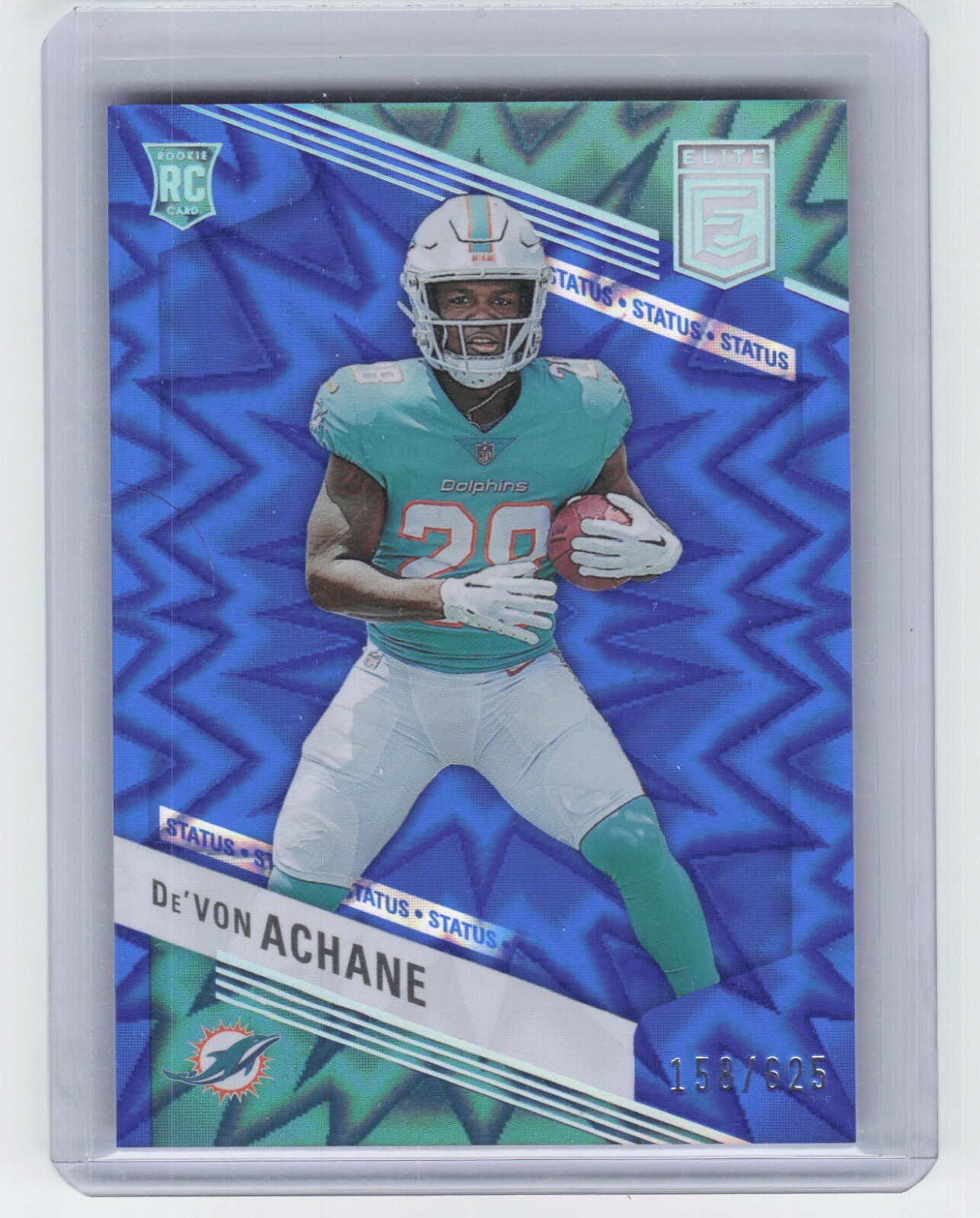 2023 Panini Donruss Elite De'Von Achane #132 Rookie Status Blue /625 Dolphins