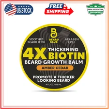 Club Biotin Beard Balm for Men - Beard Growth Shea Butter with Castor & Coconut
