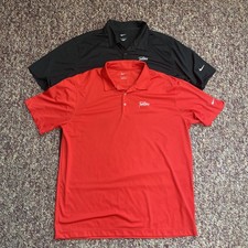 2 Nike Polo Shirts Mens X-Large Red Black Vertical Mesh Dri Fit Golf Performance