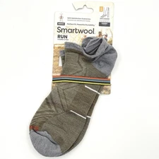 SMARTWOOL Run Socks Zero Cushion Size L Low Ankle Moss/Gray Merino SW001651NEW
