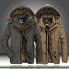 Men's New Autumn/Winter Mid-Length Plus-Size Hooded Fluffy Cotton Jacket