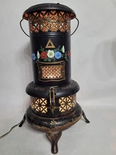 Vintage Antique 1530 Perfection Oil Kerosene Parlor Cabin Heater Floral Lamp