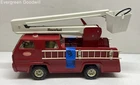 Vintage Tonka Snorkel Fire Truck Red Pressed Steel Bucket Lift Toy