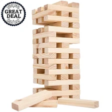 Non-Traditional Giant Wooden Blocks Tower Stacking Game 54 Blocks Pinewood NEWWW