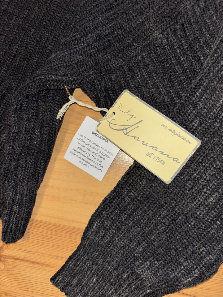 NWT Vintage Havana Sz L Gunmetal Chain Pullover Sweater Washed Black Cotton Boxy - Image 3 of 4