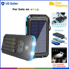 Solar Charger Portable 20000mAh Waterproof Power Bank with 6 Outputs Outdoor